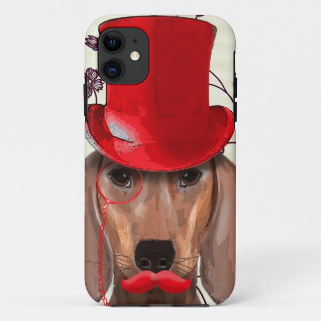 Coques Case-Mate iPhone Teckel avec le casquette d'agrostide blanche (Dos)