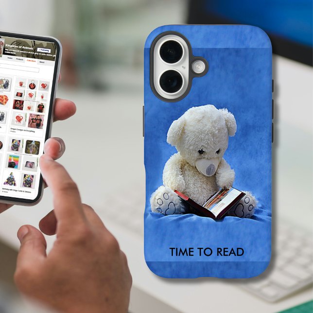 Coques Case-Mate iPhone Teddy Bear Time to Read Blue Stuffed Animal, (Teddy Bear Time to Read Blue Stuffed Animal, Case-Mate iPhone Case)