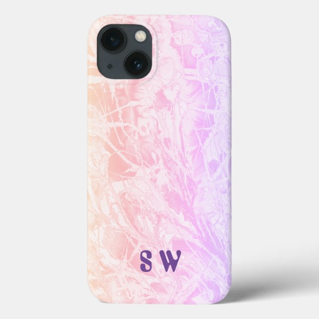 Coques Case-Mate iPhone Teint | Monogramme rose pastel (Verso)
