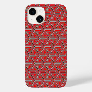 Coque Pour iPhone 14 teinte gris-rouge en acier tri-cube