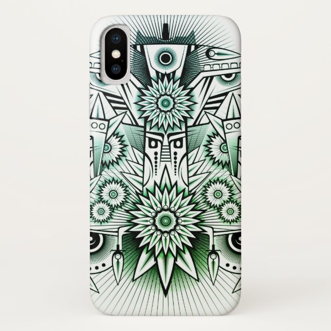 Coques Case-Mate iPhone Teinte verte dessin tribal (Dos)