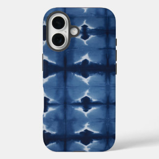 Coque Pour iPhone 16 Teinture à cravate bleu Shibori