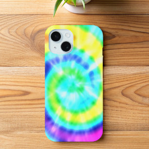 Coque Pour iPhone 15 Teinture Hippie arc-en-ciel