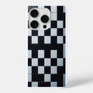 Coque Case-Mate iPhone Téléphone à carreaux noir et blanc texturé moderne