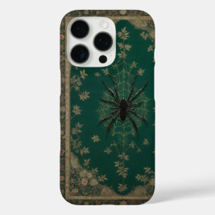 Coque iPhone 16 Pro Téléphone avec araignée gothique et tapisserie flo