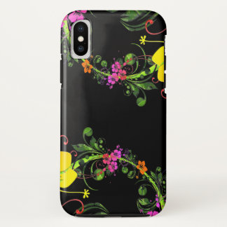 Coque Case-Mate Pour iPhone Téléphone floral de noir de fleur - cas dur de