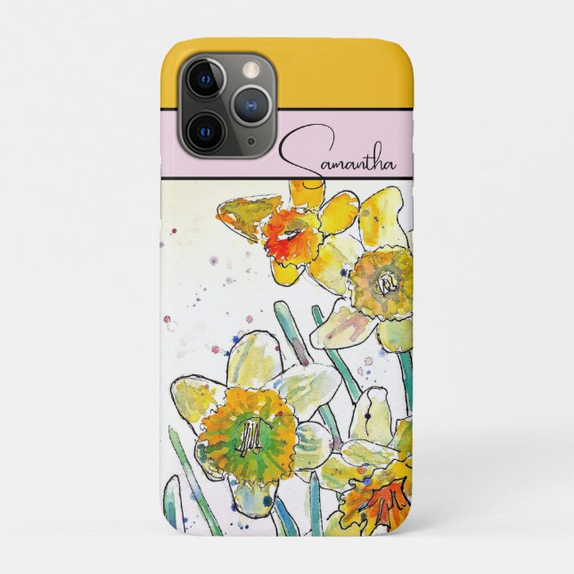 Coques Case-Mate iPhone Téléphone Jonquille Aquarelle Jonquilles florale F (Dos)