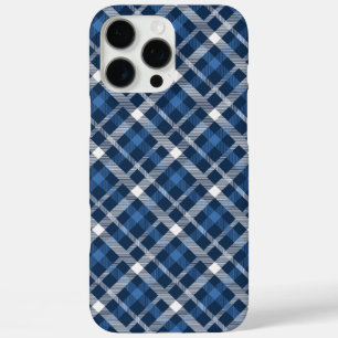 Coque iPhone 16 Pro Max Téléphone Plaid Bleu classique - Tartan élégant