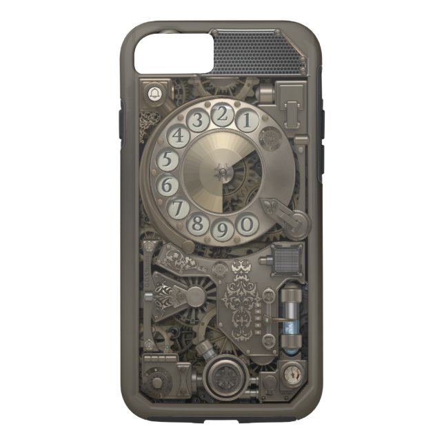 Coques Case-Mate iPhone Téléphone rotatoire en métal de Steampunk. Cas (Dos)