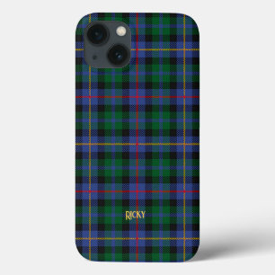 Case-Mate iPhone Case Téléphone Tartan vert bleu avec nom ou initiales