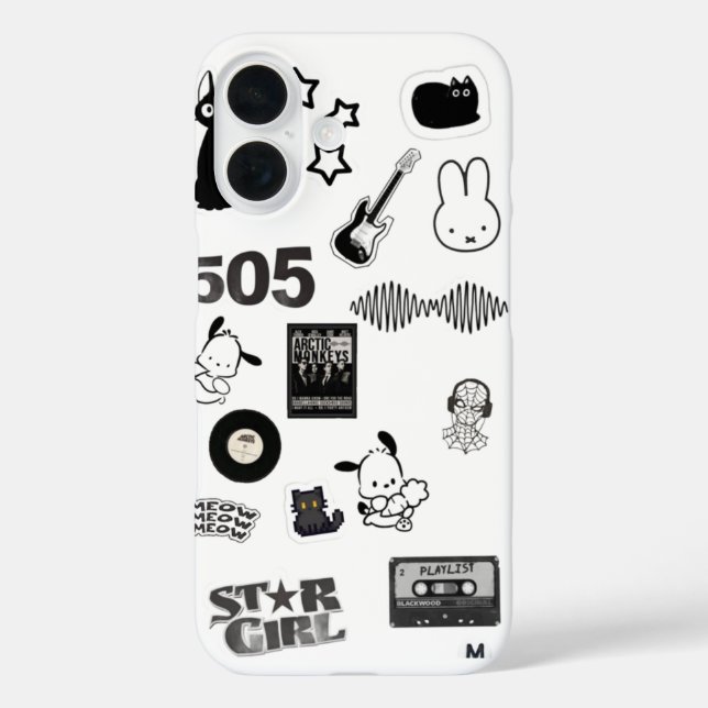 Coques Case-Mate iPhone téléphone y2k noir et blanc (Verso)