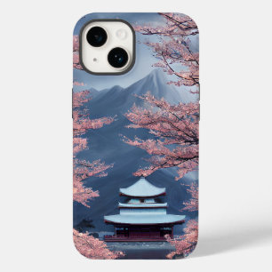 Coque Case-Mate iPhone Temple japonais, Fleurs de cerisiers, Montagne Mod