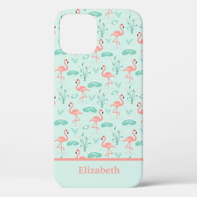 Coques Case-Mate iPhone Tendance de l'oiseau tropical Monogramme du Flaman (Verso)