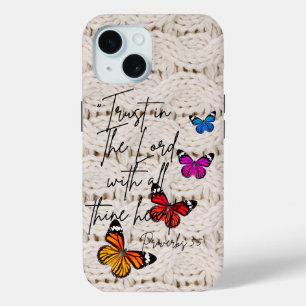 Coque Case-Mate iPhone Tendance Dieu Blanc Papillons Arc-en-ciel Tricotés
