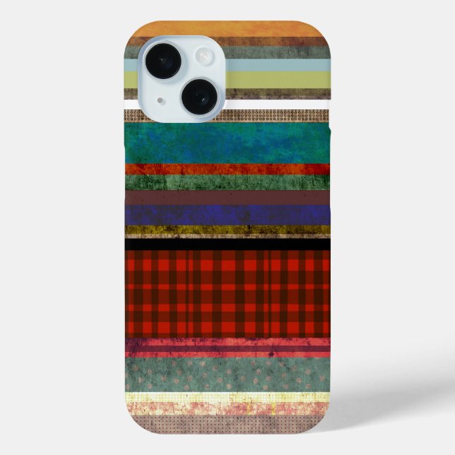Coques Case-Mate iPhone Tendance Gingham art rayé grunge (Verso)