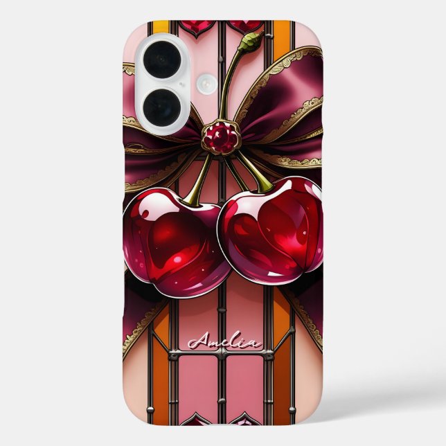 Coques Case-Mate iPhone Tendance & Girly Bow Tirage Tiré Cerise (Verso)