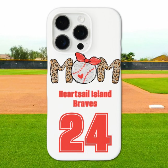 Coques Case-Mate iPhone Tendance Main dessinée Baseball Maman Personnalisé (Trendy Baseball Mom Personalized iPhone Case)