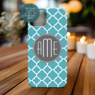 Coque Case-Mate iPhone Tendance Quatrefoil Motif Custom Triple Monogramme