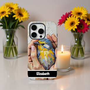Coque iPhone 16 Pro Tenir à la main un oiseau peint vibrant