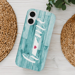 Coque Pour iPhone 16 Tennessee Accueil État Turquoise Look bois