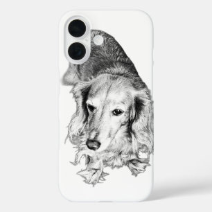 Coque Pour iPhone 16 Tenue avec une force tranquille – Dachshund à poil