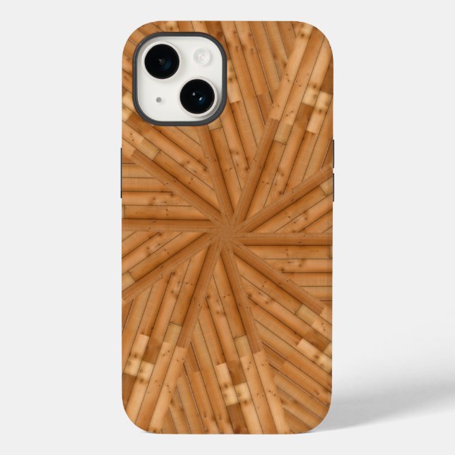 Coques Case-Mate iPhone Terrasse - Mosaïque de Sunburst en bois (Verso)