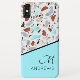 Case-Mate iPhone Case Terrazzo Monogramme Bleu Nom Personnalisé