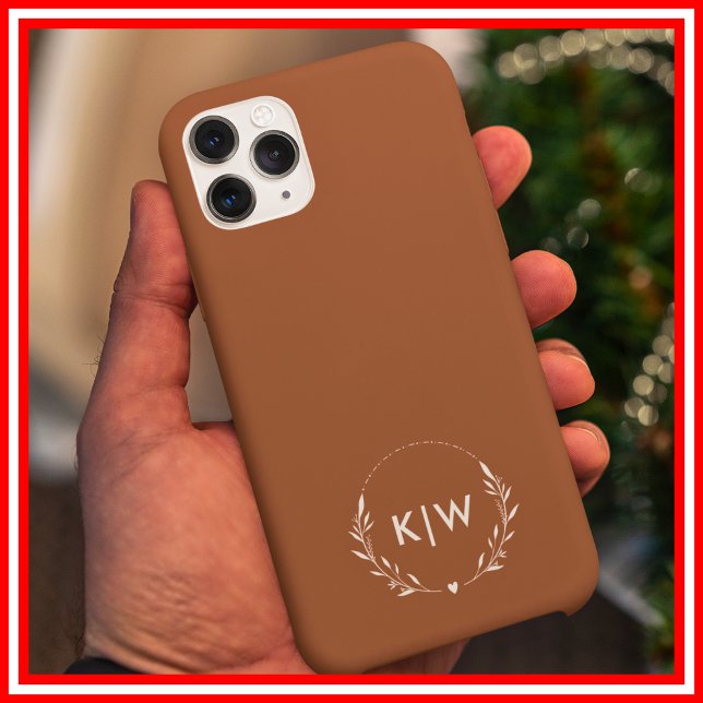 Coques Case-Mate iPhone Terre cuite et Blanc | Monogramme Initiales Modern (Terracotta and White | Modern Initials Monogram Case-Mate iPhone Case)