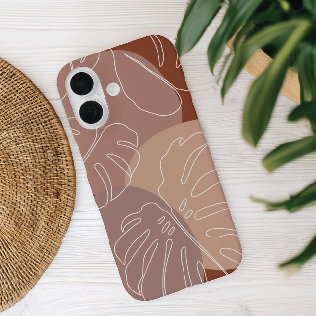 Coques Case-Mate iPhone Terre sombre Boho Boho Tropical Monstera Leaf (Créateur téléchargé)