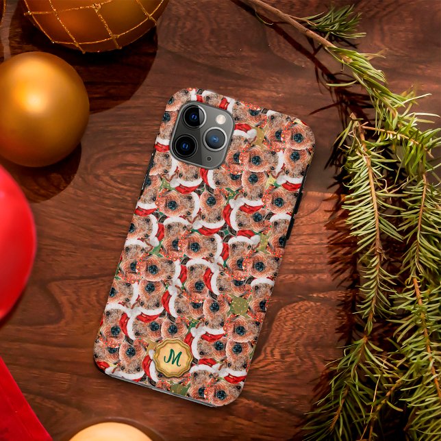Coques Case-Mate iPhone Terrier Airedale de Noël mignon couleur or vert (Créateur téléchargé)