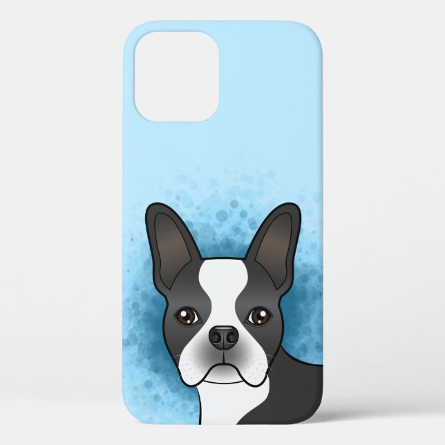Coques Case-Mate iPhone Térrier de Boston noir et blanc, dessin animé de c (Verso)