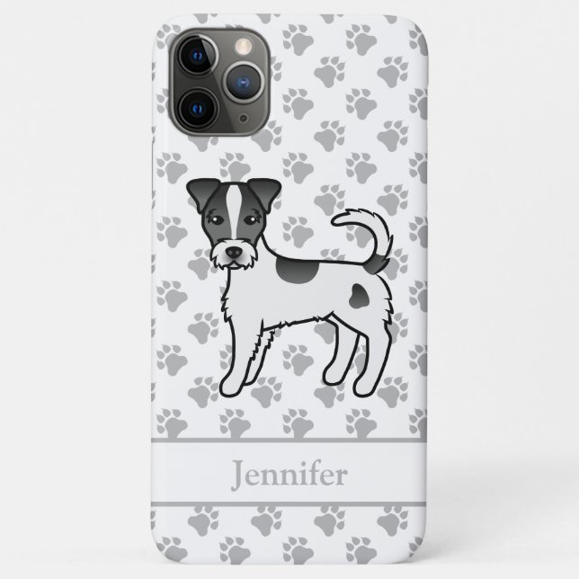 Coques Case-Mate iPhone Terrier de Parsons Russell à poil dur noir & Nom (Dos)