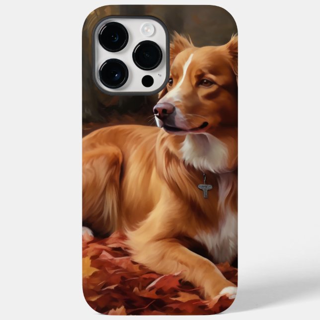 Coques Case-Mate iPhone Térrier du Canada Néo-Écossais dans les feuilles d (Verso)