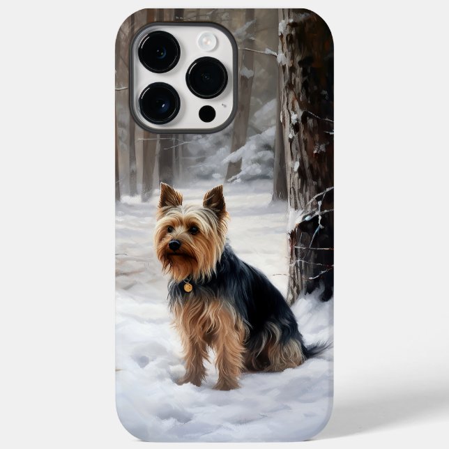 Coques Case-Mate iPhone Terrier Silky Laissez Tomber la Neige Noël  (Verso)