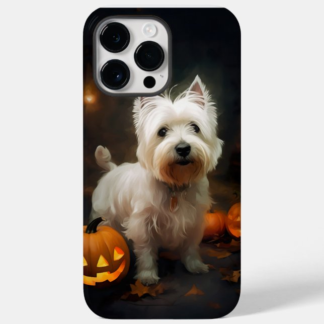 Coques Case-Mate iPhone Terrier West Highland White Halloween Citrouilles (Verso)