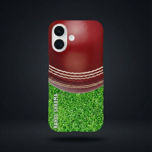 Coques Case-Mate iPhone Test Match Red Cricket Ball avec texte personnalis (Créateur téléchargé)