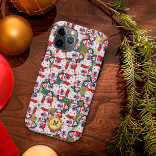 Case-Mate iPhone Case Tête de Bull Terrier Vert Doré Chien Mignon Noël
