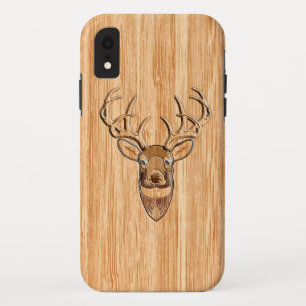 Coque Pour iPhone XR Tête de cerf à queue blanche Décor de style grain