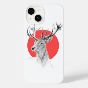 Coques Pour iPhone Tête de cerf Dessin de cerf Cercle rouge Art anima