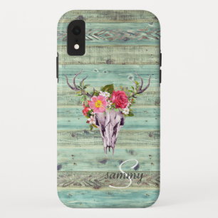 Case-Mate iPhone Case Tête de cerf en bois turquoise occidental rustique