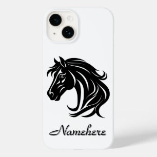 Coque Case-Mate iPhone Tête de cheval noir magnifique avec nom  