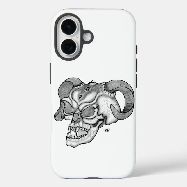 Coques Case-Mate iPhone Tête de diable crâne noir et blanc (Verso)