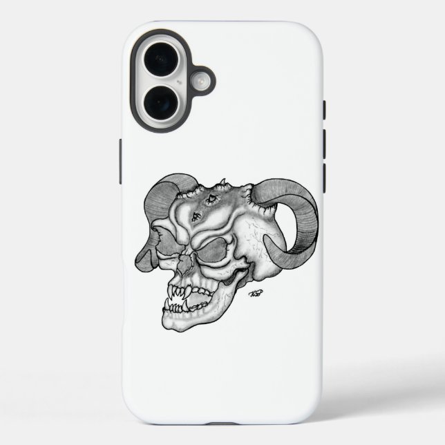 Coques Case-Mate iPhone Tête de diable crâne noir et blanc (Verso)