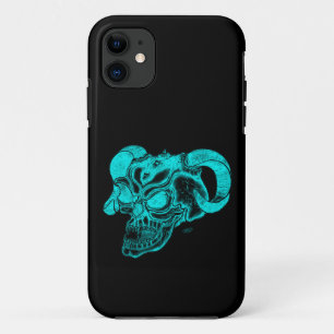 Coque iPhone 11 Tête de diable crâne noir et vert