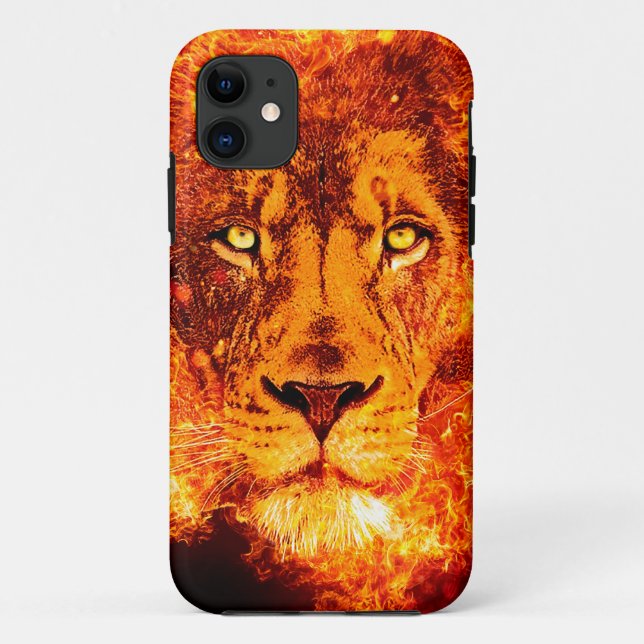 Coques Case-Mate iPhone Tête de Lion Flamboyant Rouge Noir Orange (Dos)