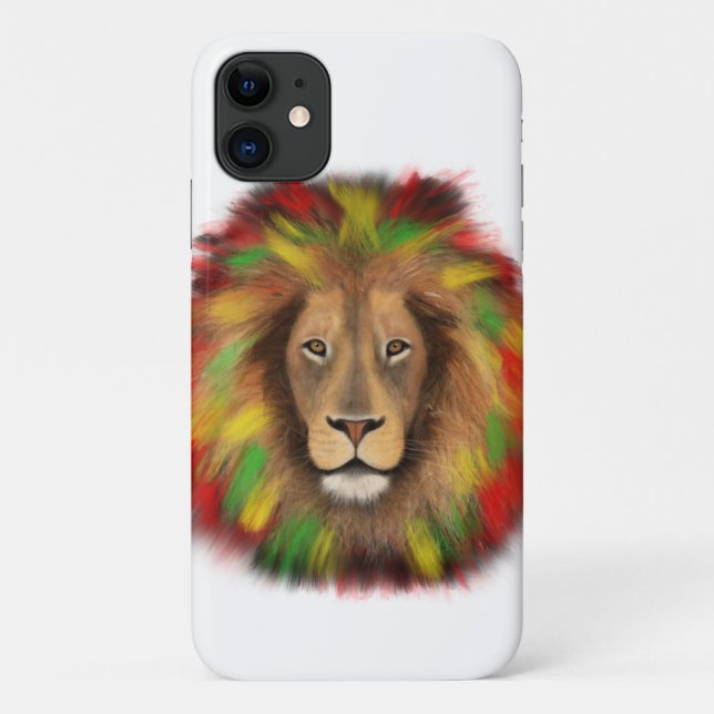 Coques Case-Mate iPhone Tête de lion Rasta rouge jaune vert dessin Jamaïqu (Dos)