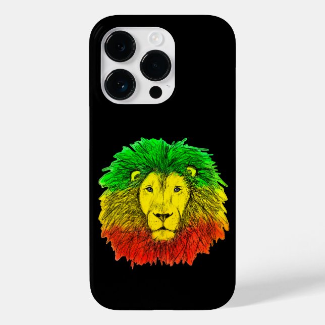 Coques Case-Mate iPhone Tête de lion Rasta rouge jaune vert dessin Jamaïqu (Verso)