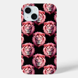 Coque Case-Mate iPhone Tête de lion rose motif animal design - Noir 