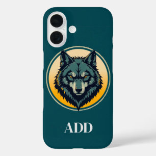 Coque Pour iPhone 16 Tête de loup avec un Arrière - plan circulaire