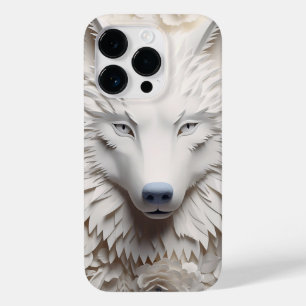 Coque Case-Mate iPhone Tête de loup blanc 3D